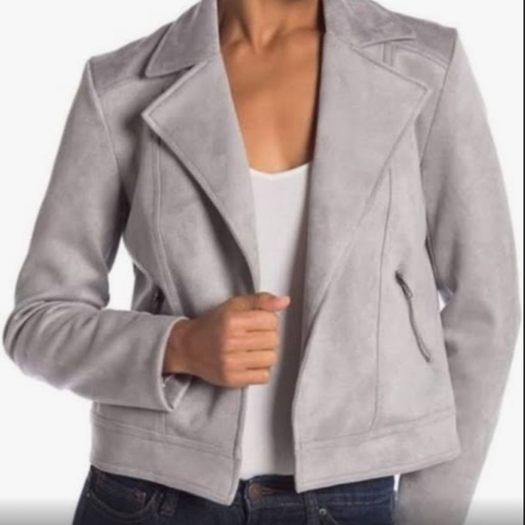 Philosophy Grey Faux Suede Moto Jacket - Picture 1 of 5